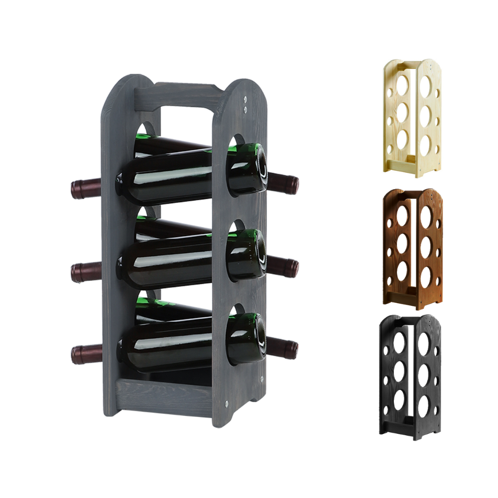 Transporter na butelki stojak na wino 2w1 regał na wino z rączką drewniany