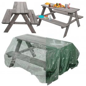 Ławka dla dzieci ławeczka piknikowa pokrowiec plenerowa drewniana 1-5lat EKO