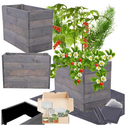 Donica drewniana warzywniak grządka podwyższona skrzynia inspekt 45x60x30