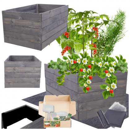 Donica drewniana warzywnik grządka podwyższona skrzynia inspekt 45x60x60