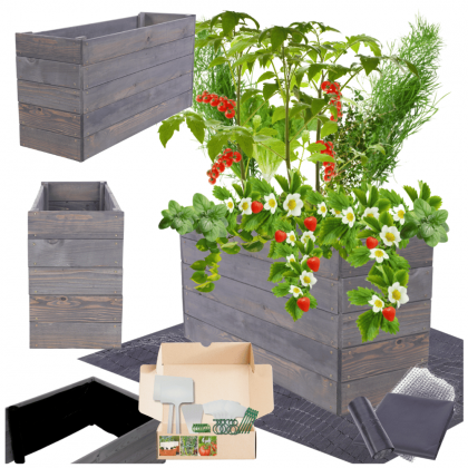 Donica drewniana warzywniak grządka podwyższona skrzynia inspekt 45x80x30