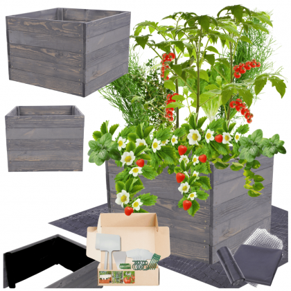 Donica drewniana warzywnik grządka podwyższona skrzynia inspekt 45x80x60