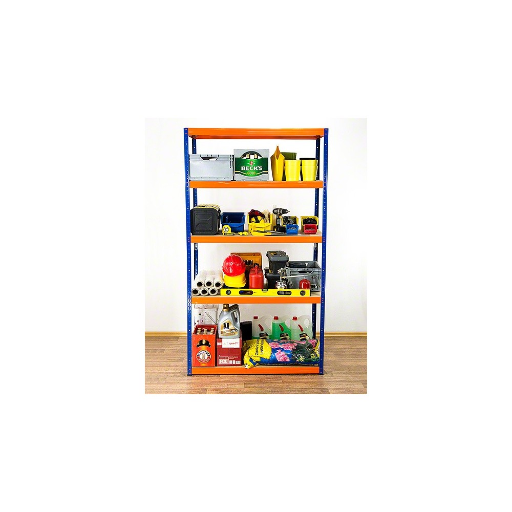 Regał Helios 213x120x60 cm 5 półek/350kg Czarno-Niebieski