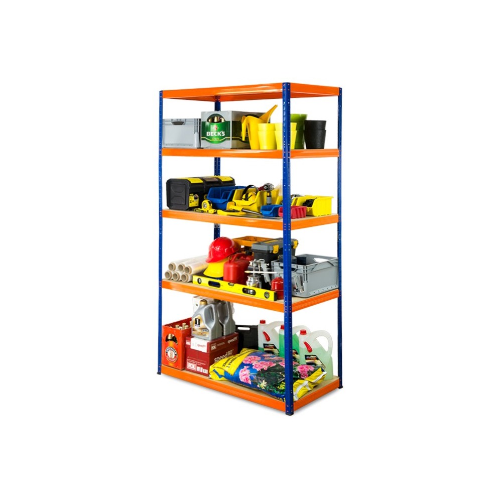 Regał Helios 196x110x50 cm 5 półek/175kg Czarno-Pomarańczowy