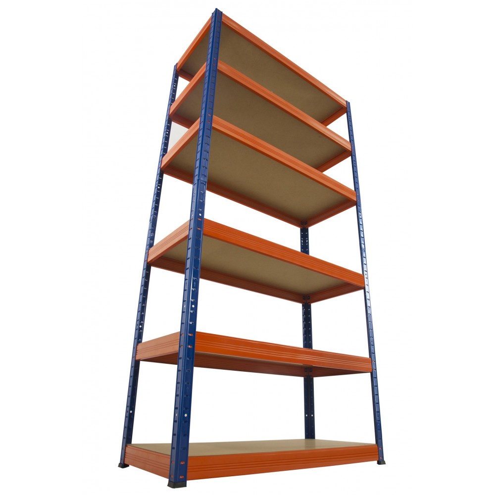 Regał Helios 213x100x60 cm 6 półek/175kg Czarno-Pomarańczowy