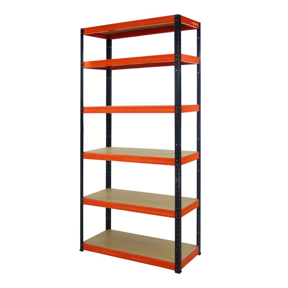 Regał Helios 213x110x50 cm 6 półek/275kg Czarno-Pomarańczowy
