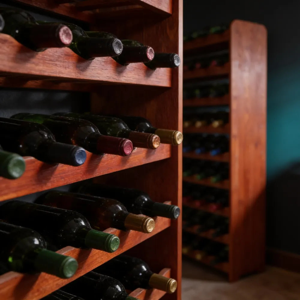 Regały na wino - drewniane regały na butelki wina do piwniczki winnej